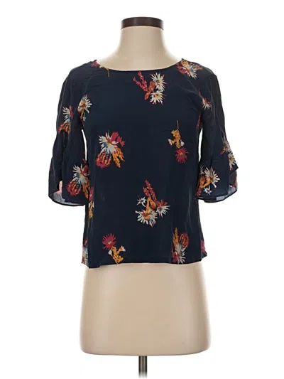 Pre-owned Madewell Short Sleeve Blouse In Blue