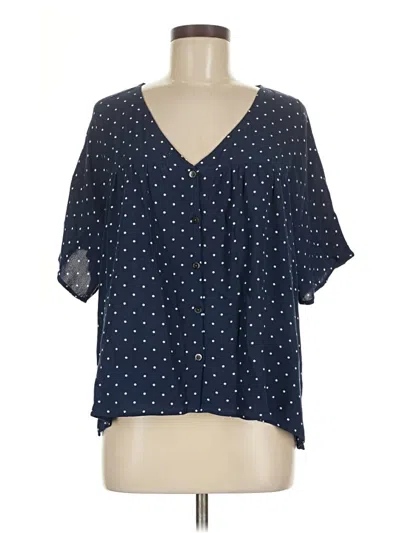 Pre-owned Madewell Short Sleeve Blouse In Blue