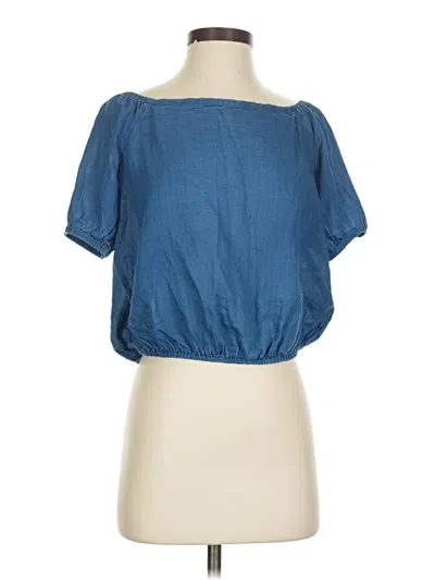 Pre-owned Madewell Short Sleeve Blouse In Blue