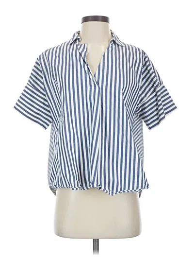 Pre-owned Madewell Short Sleeve Blouse In Blue