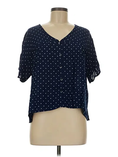 Pre-owned Madewell Short Sleeve Blouse In Blue
