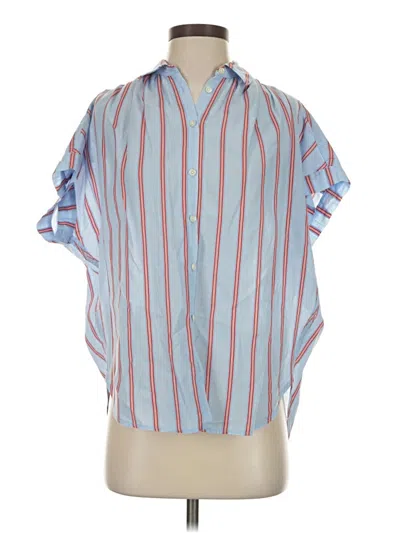 Pre-owned Madewell Short Sleeve Blouse In Blue