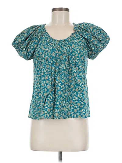 Pre-owned Madewell Short Sleeve Blouse In Blue