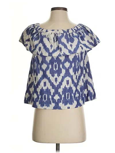 Pre-owned Madewell Short Sleeve Blouse In Blue