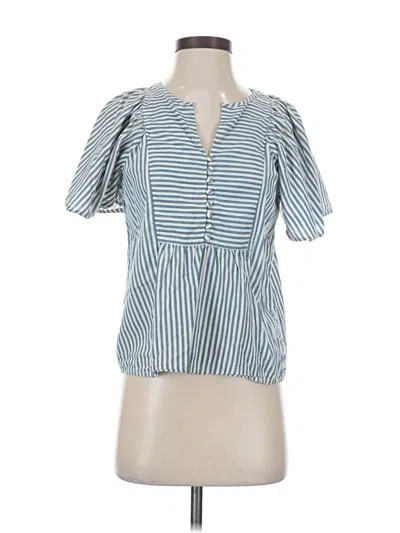 Pre-owned Madewell Short Sleeve Blouse In Blue