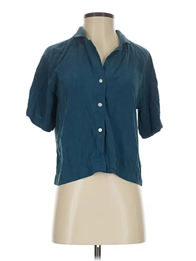 Pre-owned Madewell Short Sleeve Blouse In Blue