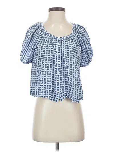 Pre-owned Madewell Short Sleeve Blouse In Blue