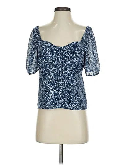 Pre-owned Madewell Short Sleeve Blouse In Blue