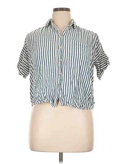 Pre-owned Madewell Short Sleeve Blouse In Blue