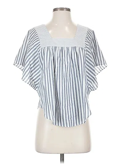 Pre-owned Madewell Short Sleeve Blouse In Blue