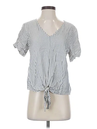 Pre-owned Madewell Short Sleeve Blouse In Blue