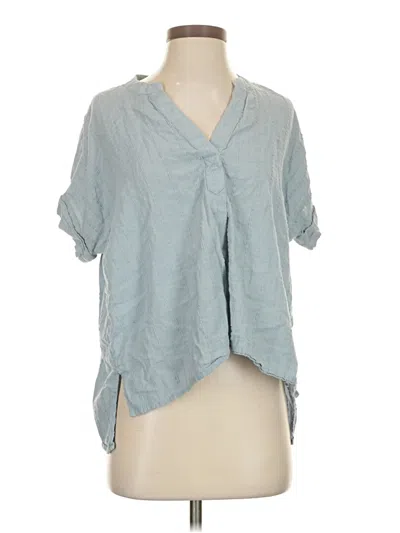 Pre-owned Madewell Short Sleeve Blouse In Blue
