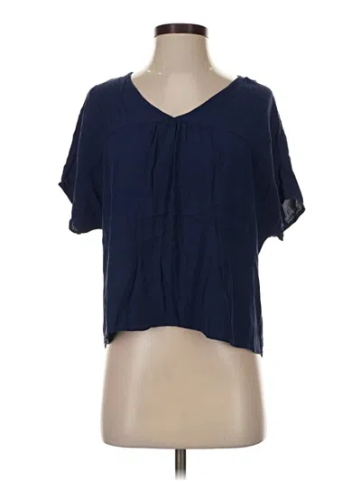 Pre-owned Madewell Short Sleeve Blouse In Blue