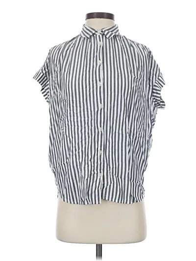 Pre-owned Madewell Short Sleeve Blouse In Blue