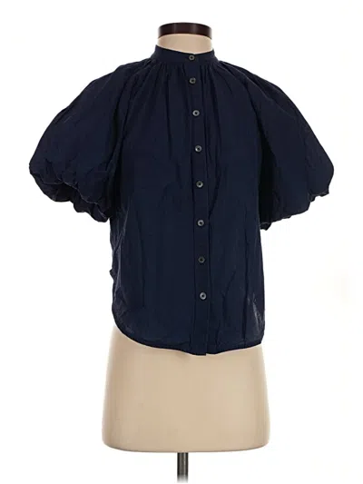 Pre-owned Madewell Short Sleeve Blouse In Blue