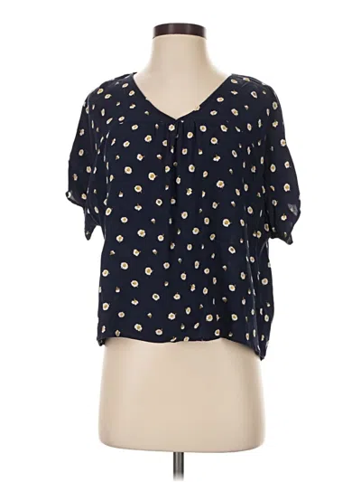 Pre-owned Madewell Short Sleeve Blouse In Blue