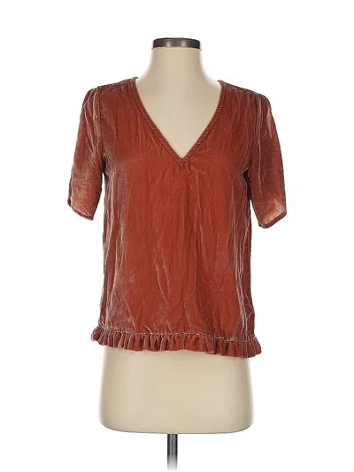 Pre-owned Madewell Short Sleeve Blouse In Brown