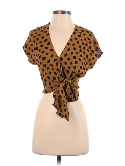 Pre-owned Madewell Short Sleeve Blouse In Brown