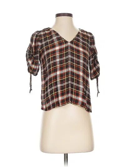 Pre-owned Madewell Short Sleeve Blouse In Brown