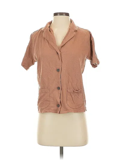 Pre-owned Madewell Short Sleeve Blouse In Brown