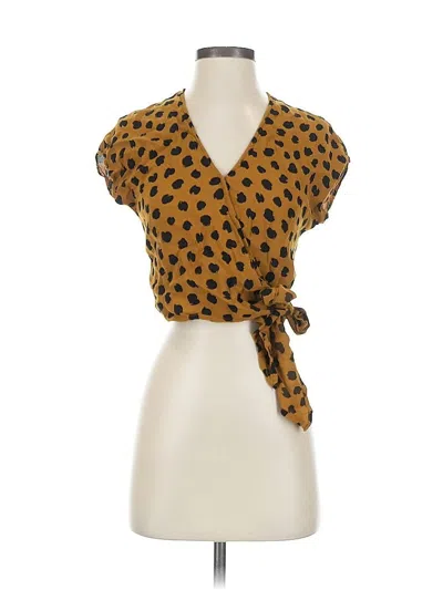 Pre-owned Madewell Short Sleeve Blouse In Brown