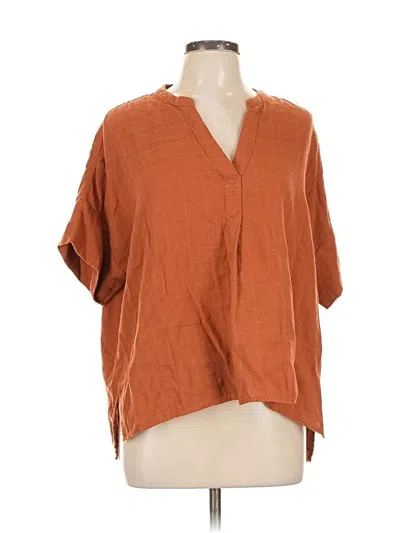 Pre-owned Madewell Short Sleeve Blouse In Brown