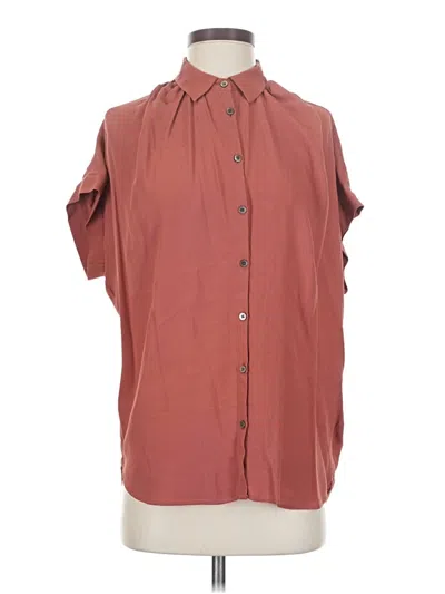 Pre-owned Madewell Short Sleeve Blouse In Brown