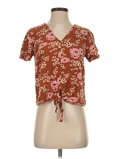 Pre-owned Madewell Short Sleeve Blouse In Brown