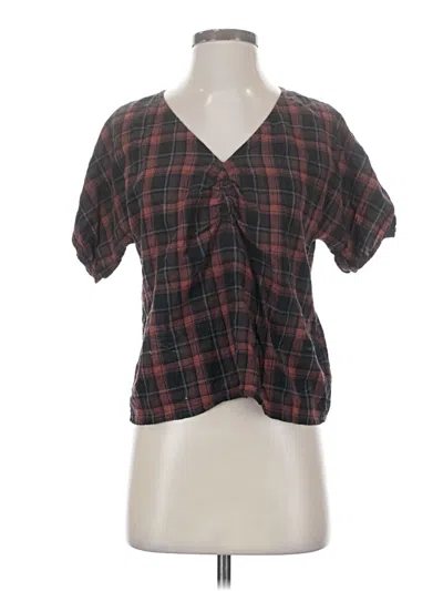 Pre-owned Madewell Short Sleeve Blouse In Brown