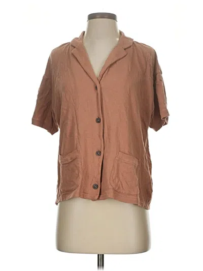 Pre-owned Madewell Short Sleeve Blouse In Brown