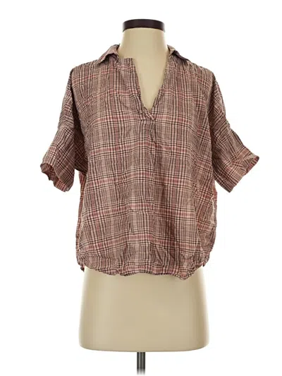 Pre-owned Madewell Short Sleeve Blouse In Brown