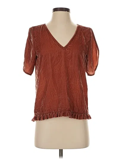 Pre-owned Madewell Short Sleeve Blouse In Brown