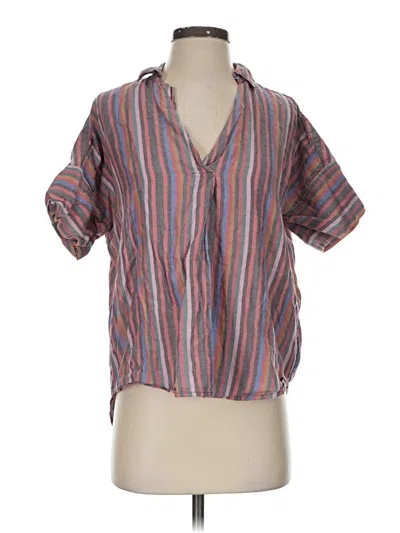 Pre-owned Madewell Short Sleeve Blouse In Brown