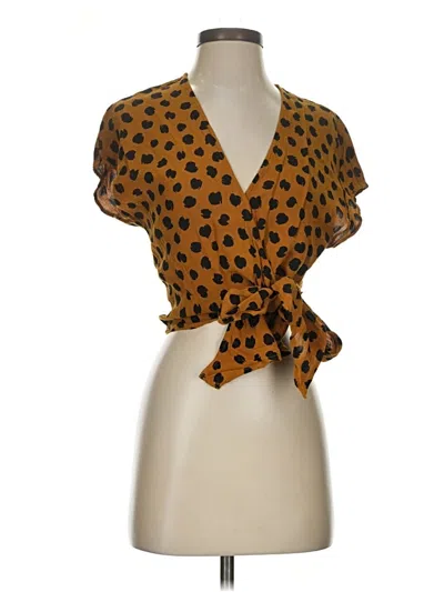 Pre-owned Madewell Short Sleeve Blouse In Brown
