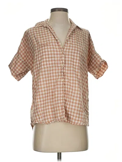Pre-owned Madewell Short Sleeve Blouse In Brown