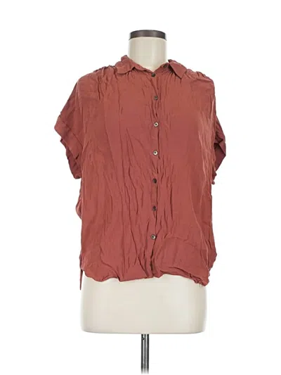 Pre-owned Madewell Short Sleeve Blouse In Brown