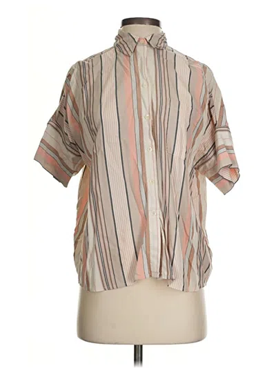 Pre-owned Madewell Short Sleeve Blouse In Brown