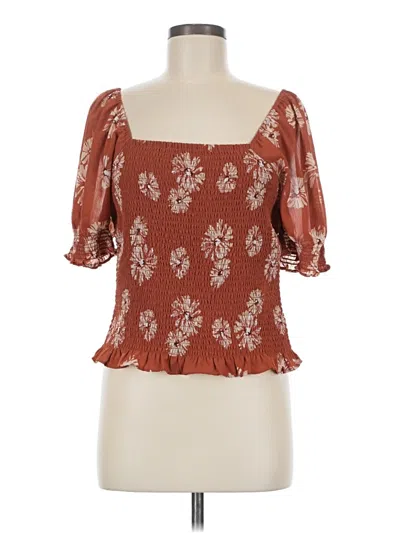 Pre-owned Madewell Short Sleeve Blouse In Brown