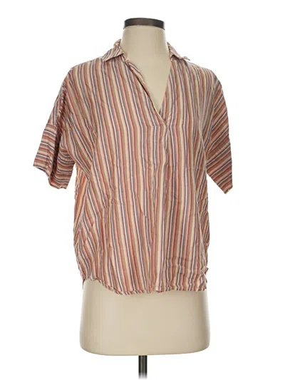 Pre-owned Madewell Short Sleeve Blouse In Brown