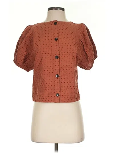 Pre-owned Madewell Short Sleeve Blouse In Brown