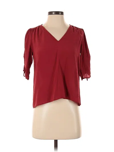 Pre-owned Madewell Short Sleeve Blouse In Burgundy