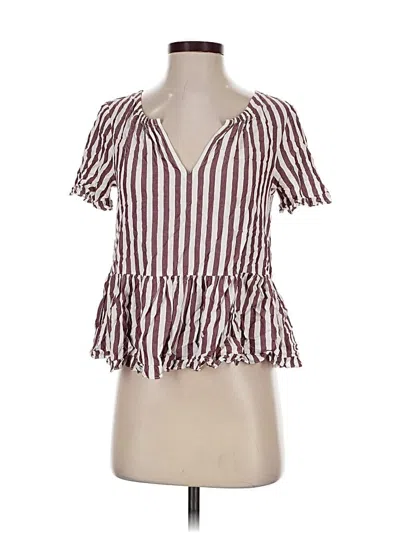 Pre-owned Madewell Short Sleeve Blouse In Burgundy