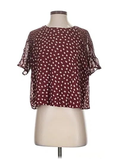 Pre-owned Madewell Short Sleeve Blouse In Burgundy