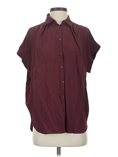 Pre-owned Madewell Short Sleeve Blouse In Burgundy