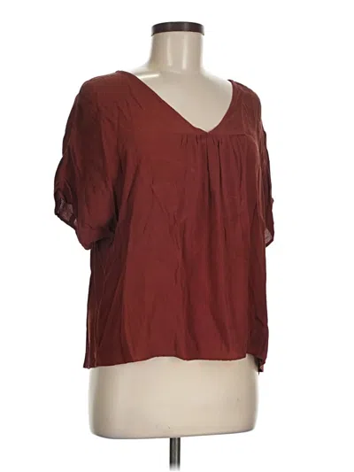 Pre-owned Madewell Short Sleeve Blouse In Burgundy