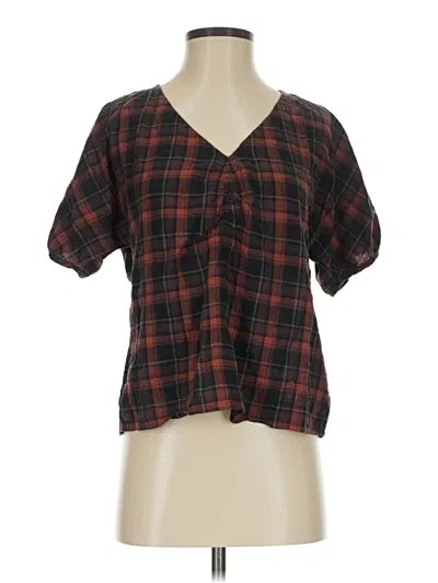 Pre-owned Madewell Short Sleeve Blouse In Burgundy