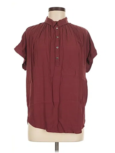 Pre-owned Madewell Short Sleeve Blouse In Burgundy