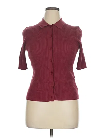 Pre-owned Madewell Short Sleeve Blouse In Burgundy