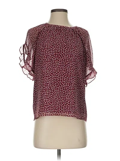 Pre-owned Madewell Short Sleeve Blouse In Burgundy
