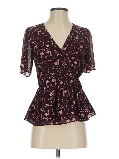 Pre-owned Madewell Short Sleeve Blouse In Burgundy